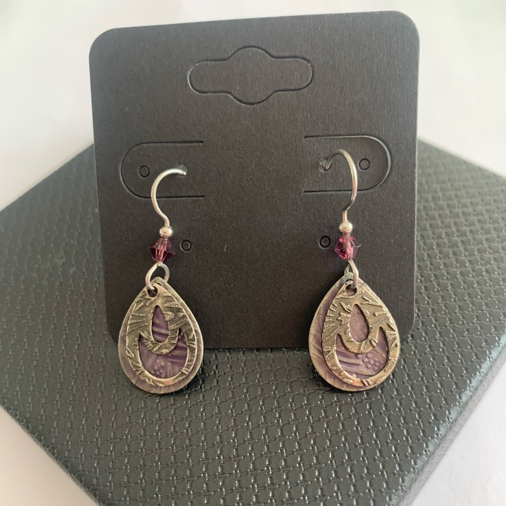 Purple Teardrop Dangle Earrings - Women Jewelry